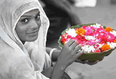 INDIAN GIRL W/FLOWERS Pictures, Images and Photos